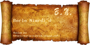 Berle Nimród névjegykártya